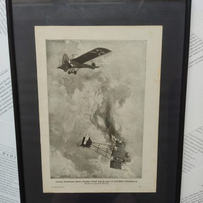 Gerahmte Buchseite - 1. Weltkrieg, Flugzeugkampf